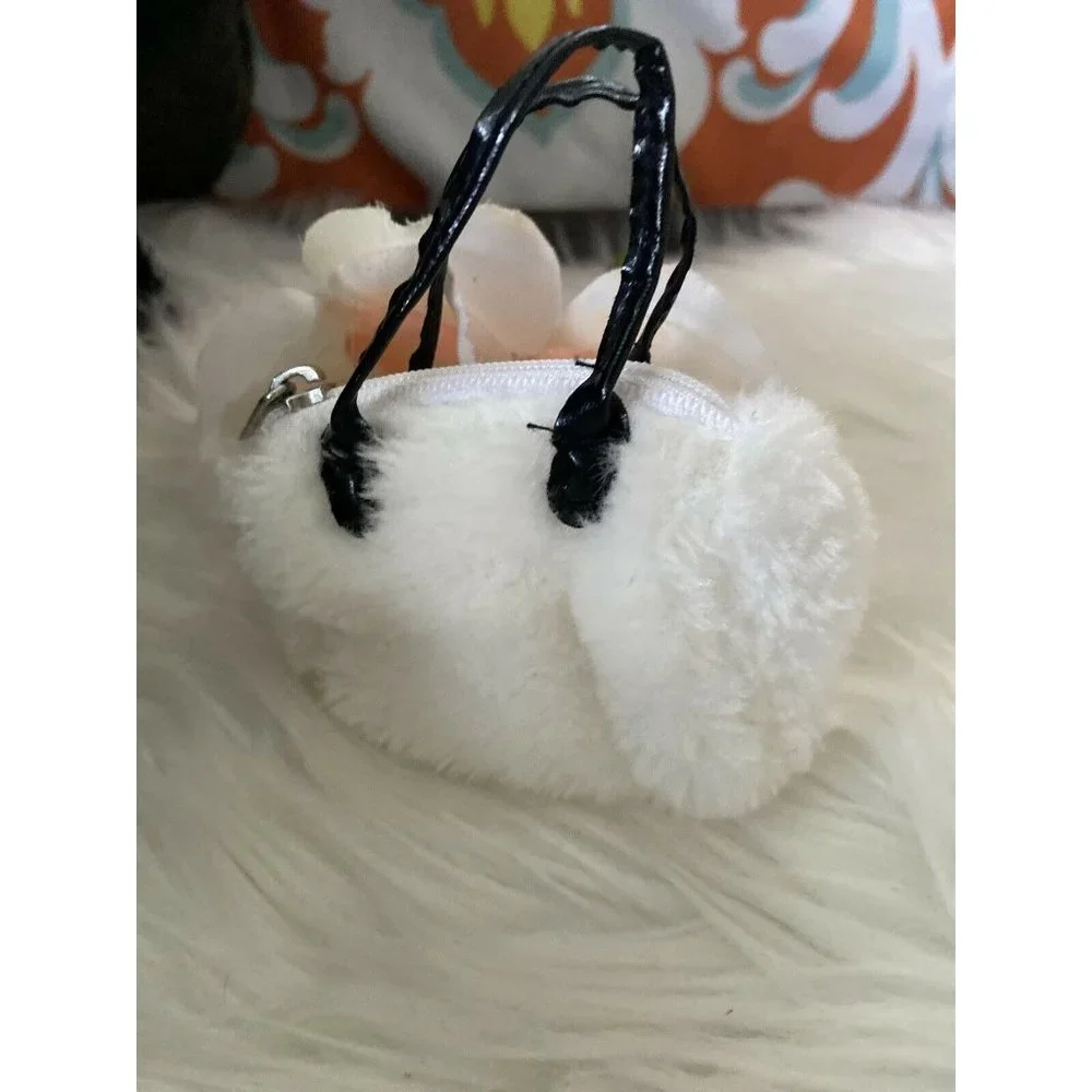 American Girl Battat OG Retired White Black Fluffy Hand Bag‎ for Dolls 16